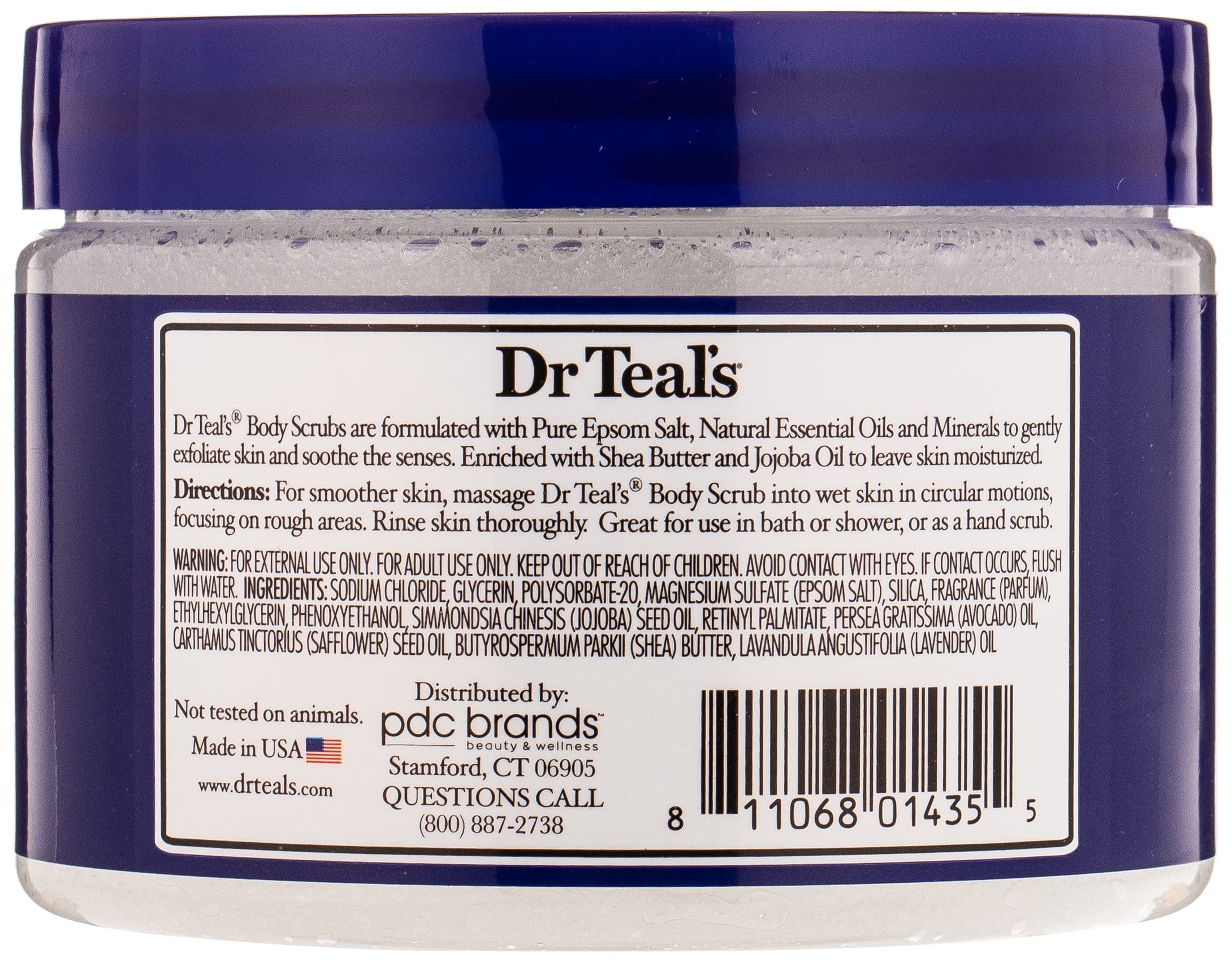 Dr Teal's Pure Epsom Salt Body Scrub, Soothe & Sleep with Lavender Essential Oils, 16 oz